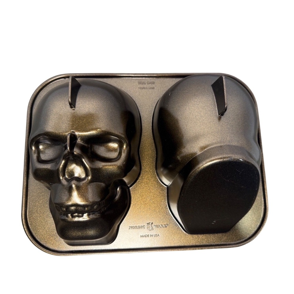 Nordic Ware Haunted Skull 3D Cake Pan Bronze Halloween Baking Mold